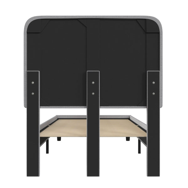 English Elm Addison Upholstered Platform Bed with Rounded Headboard - Modern Design, Easy Assembly, No Box Spring Needed Light Grey Twin HG-3WPB21-T01-T-GY-GG