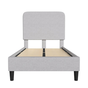 English Elm Addison Upholstered Platform Bed with Rounded Headboard - Modern Design, Easy Assembly, No Box Spring Needed Light Grey Twin HG-3WPB21-T01-T-GY-GG
