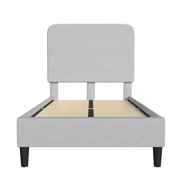 English Elm Addison Upholstered Platform Bed with Rounded Headboard - Modern Design, Easy Assembly, No Box Spring Needed Light Grey Twin HG-3WPB21-T01-T-GY-GG