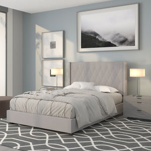 English Elm Riverdale Elegant Tufted Upholstered Platform Bed - Stylish Modern Design for Ultimate Comfort Light Gray In Stock. Usually ships in 24 - 48 business hours HG-42-GG