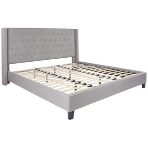 English Elm Riverdale Elegant Tufted Upholstered Platform Bed - Stylish Modern Design for Ultimate Comfort Light Gray In Stock. Usually ships in 24 - 48 business hours HG-44-GG