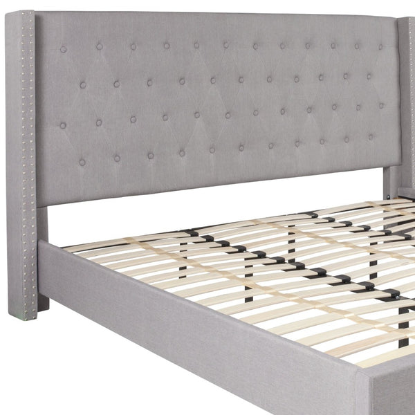 English Elm Riverdale Elegant Tufted Upholstered Platform Bed - Stylish Modern Design for Ultimate Comfort Light Gray In Stock. Usually ships in 24 - 48 business hours HG-44-GG