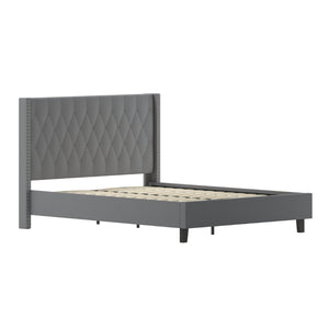 English Elm Riverdale Elegant Tufted Upholstered Platform Bed - Stylish Modern Design for Ultimate Comfort Dark Gray HG-47-GG