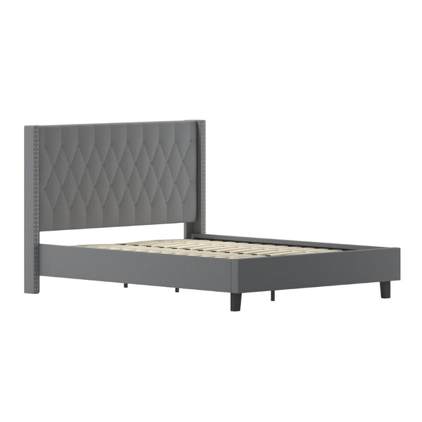 English Elm Riverdale Elegant Tufted Upholstered Platform Bed - Stylish Modern Design for Ultimate Comfort Dark Gray HG-47-GG