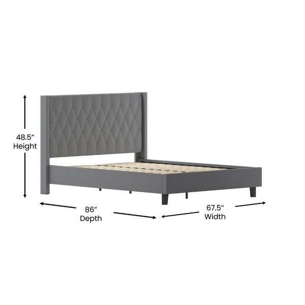 English Elm Riverdale Elegant Tufted Upholstered Platform Bed - Stylish Modern Design for Ultimate Comfort Dark Gray HG-47-GG