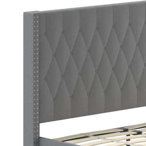 English Elm Riverdale Elegant Tufted Upholstered Platform Bed - Stylish Modern Design for Ultimate Comfort Dark Gray HG-47-GG