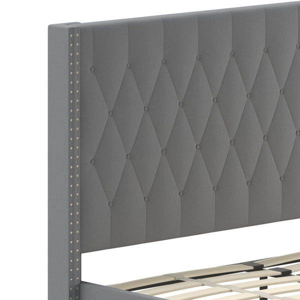 English Elm Riverdale Elegant Tufted Upholstered Platform Bed - Stylish Modern Design for Ultimate Comfort Dark Gray HG-47-GG