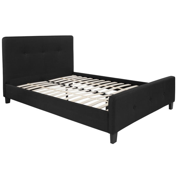 English Elm Tribeca Full Size Tufted Upholstered Platform Bed with CertiPUR-US Certified Pocket Spring Mattress Black HG-BM10-22-GG