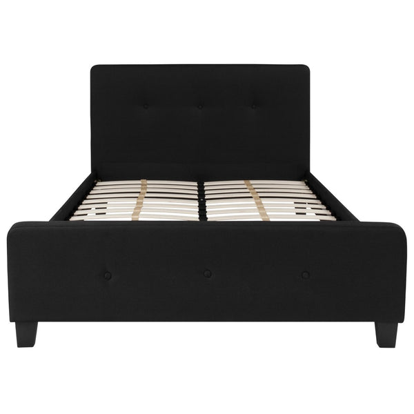 English Elm Tribeca Full Size Tufted Upholstered Platform Bed with CertiPUR-US Certified Pocket Spring Mattress Black HG-BM10-22-GG