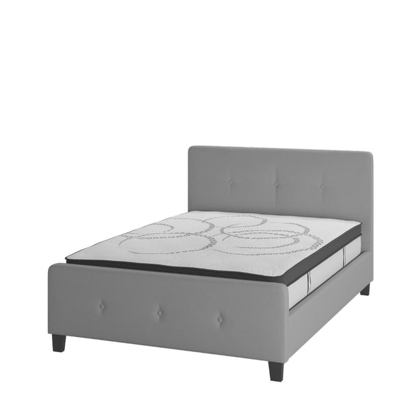 English Elm Tribeca Full Size Tufted Upholstered Platform Bed with CertiPUR-US Certified Pocket Spring Mattress Light Gray In Stock. Usually ships in 24 - 48 business hours HG-BM10-26-GG