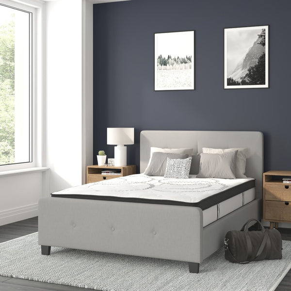 English Elm Tribeca Full Size Tufted Upholstered Platform Bed with CertiPUR-US Certified Pocket Spring Mattress Light Gray In Stock. Usually ships in 24 - 48 business hours HG-BM10-26-GG