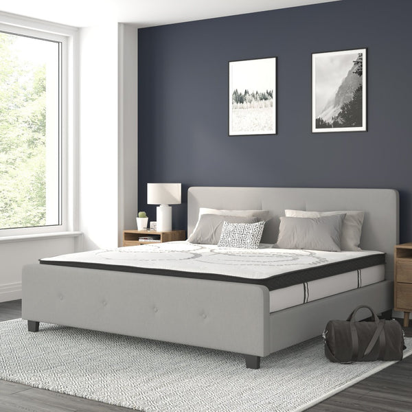 English Elm Tribeca Full Size Tufted Upholstered Platform Bed with CertiPUR-US Certified Pocket Spring Mattress Light Gray In Stock. Usually ships in 24 - 48 business hours HG-BM10-28-GG
