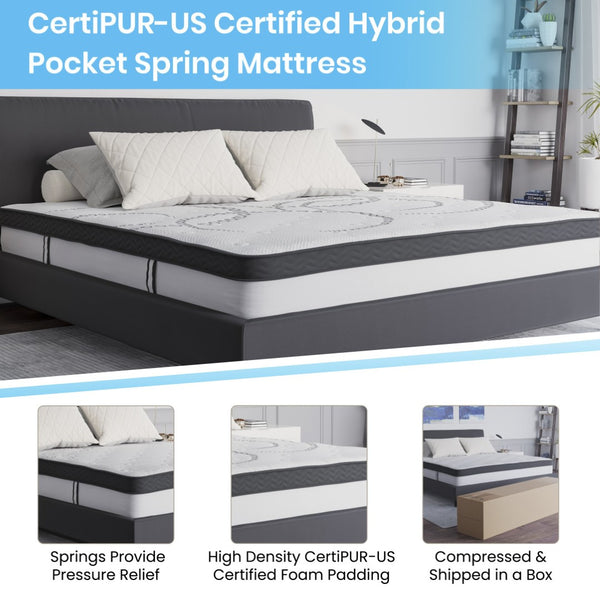 English Elm Tribeca Full Size Tufted Upholstered Platform Bed with CertiPUR-US Certified Pocket Spring Mattress Light Gray In Stock. Usually ships in 24 - 48 business hours HG-BM10-28-GG