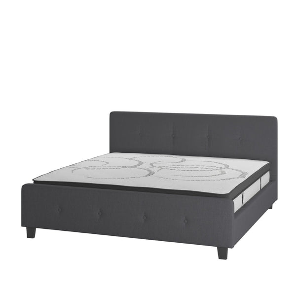 English Elm Tribeca Full Size Tufted Upholstered Platform Bed with CertiPUR-US Certified Pocket Spring Mattress Dark Gray HG-BM10-32-GG