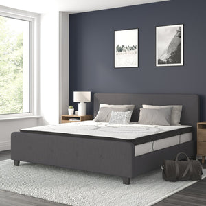 English Elm Tribeca Full Size Tufted Upholstered Platform Bed with CertiPUR-US Certified Pocket Spring Mattress Dark Gray HG-BM10-32-GG