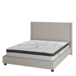 English Elm Riverdale Full Size Tufted Upholstered Platform Bed with 10" Pocket Spring Mattress for Cozy Comfort Beige In Stock. Usually ships in 24 - 48 business hours HG-BM10-34-GG