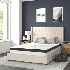 English Elm Riverdale Full Size Tufted Upholstered Platform Bed with 10" Pocket Spring Mattress for Cozy Comfort Beige In Stock. Usually ships in 24 - 48 business hours HG-BM10-34-GG