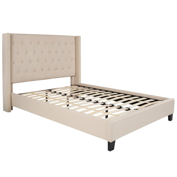 English Elm Riverdale Full Size Tufted Upholstered Platform Bed with 10" Pocket Spring Mattress for Cozy Comfort Beige In Stock. Usually ships in 24 - 48 business hours HG-BM10-34-GG