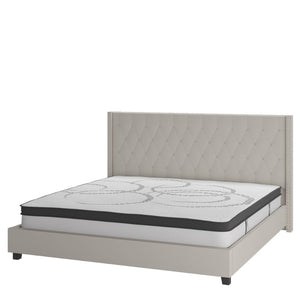 English Elm Riverdale Full Size Tufted Upholstered Platform Bed with 10" Pocket Spring Mattress for Cozy Comfort Beige In Stock. Usually ships in 24 - 48 business hours HG-BM10-36-GG