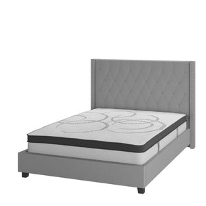 English Elm Riverdale Full Size Tufted Upholstered Platform Bed with 10" Pocket Spring Mattress for Cozy Comfort Light Gray In Stock. Usually ships in 24 - 48 business hours HG-BM10-42-GG