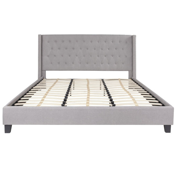 English Elm Riverdale Full Size Tufted Upholstered Platform Bed with 10" Pocket Spring Mattress for Cozy Comfort Light Gray In Stock. Usually ships in 24 - 48 business hours HG-BM10-44-GG
