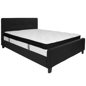 English Elm Tribeca Queen Size Tufted Upholstered Platform Bed Set with Hybrid Memory Foam Mattress for Comfort HG-BMF-23-GG