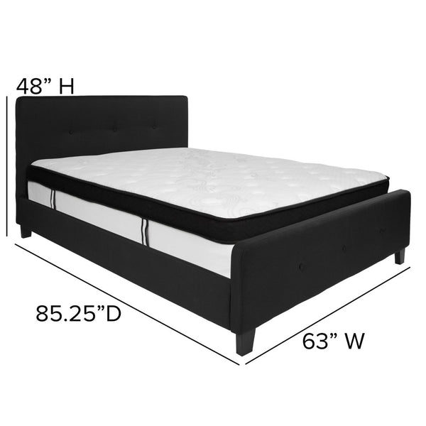 English Elm Tribeca Queen Size Tufted Upholstered Platform Bed Set with Hybrid Memory Foam Mattress for Comfort HG-BMF-23-GG