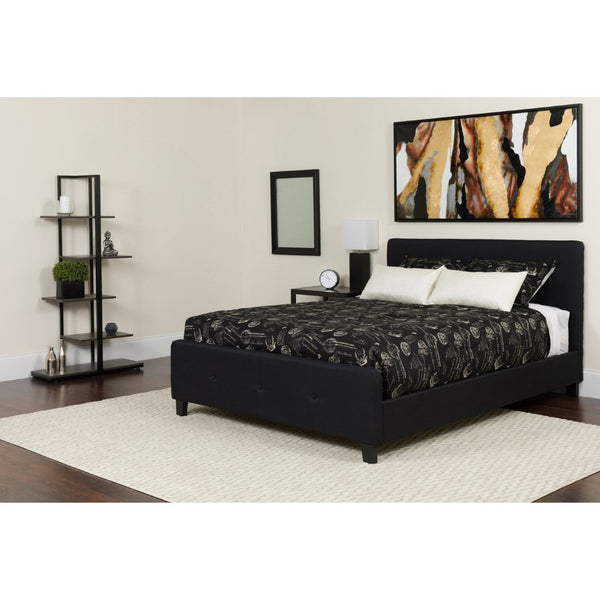 English Elm Tribeca Queen Size Tufted Upholstered Platform Bed Set with Hybrid Memory Foam Mattress for Comfort HG-BMF-23-GG