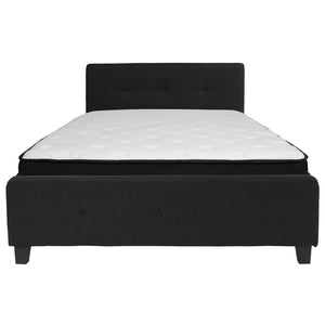 English Elm Tribeca Queen Size Tufted Upholstered Platform Bed Set with Hybrid Memory Foam Mattress for Comfort HG-BMF-23-GG