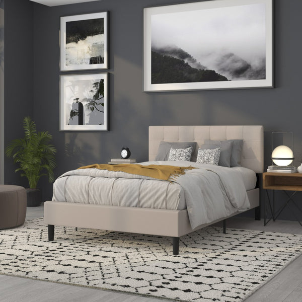 English Elm Bedford Tufted Upholstered Full Size Headboard for Elegant Bedroom Style and Comfortable Support Beige In Stock. Usually ships in 24 - 48 business hours HG-HB1704-F-B-GG