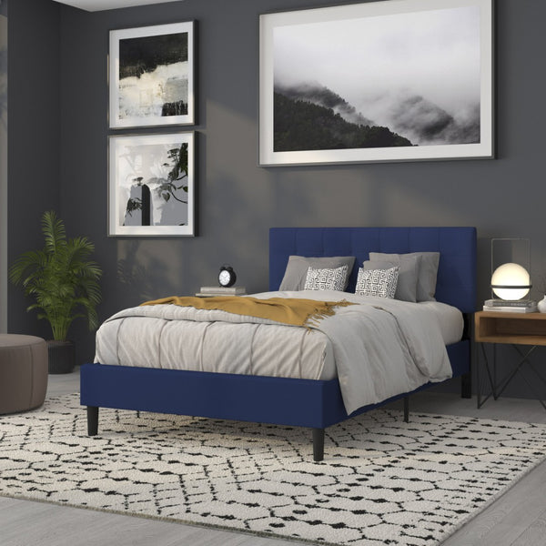 English Elm Bedford Tufted Upholstered Full Size Headboard for Elegant Bedroom Style and Comfortable Support Navy In Stock. Usually ships in 24 - 48 business hours HG-HB1704-F-N-GG