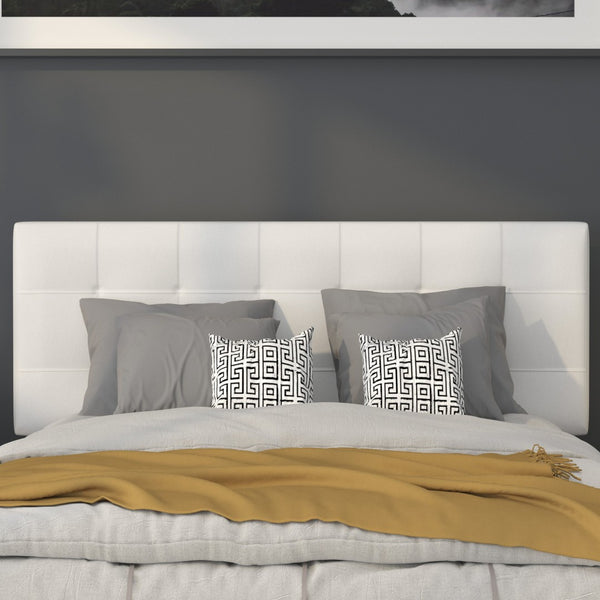 English Elm Bedford Tufted Upholstered Full Size Headboard for Elegant Bedroom Style and Comfortable Support White In Stock. Usually ships in 24 - 48 business hours HG-HB1704-F-W-GG