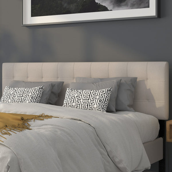 English Elm Bedford Tufted Upholstered Full Size Headboard for Elegant Bedroom Style and Comfortable Support Beige In Stock. Usually ships in 24 - 48 business hours HG-HB1704-K-B-GG