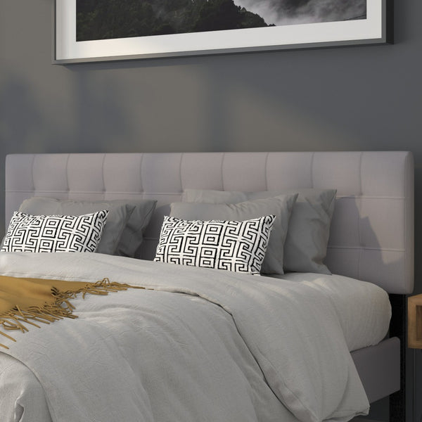 English Elm Bedford Tufted Upholstered Full Size Headboard for Elegant Bedroom Style and Comfortable Support Light Gray In Stock. Usually ships in 24 - 48 business hours HG-HB1704-K-LG-GG