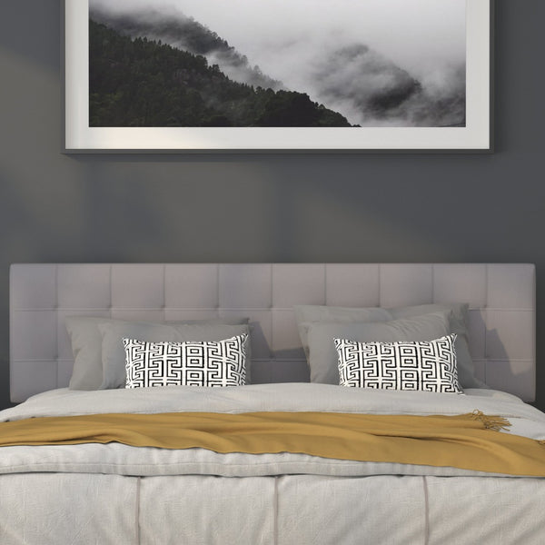 English Elm Bedford Tufted Upholstered Full Size Headboard for Elegant Bedroom Style and Comfortable Support Light Gray In Stock. Usually ships in 24 - 48 business hours HG-HB1704-K-LG-GG