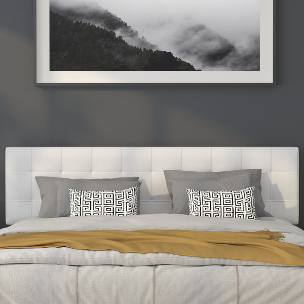 English Elm Bedford Tufted Upholstered Full Size Headboard for Elegant Bedroom Style and Comfortable Support White In Stock. Usually ships in 24 - 48 business hours HG-HB1704-K-W-GG