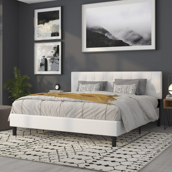 English Elm Bedford Tufted Upholstered Full Size Headboard for Elegant Bedroom Style and Comfortable Support White In Stock. Usually ships in 24 - 48 business hours HG-HB1704-K-W-GG