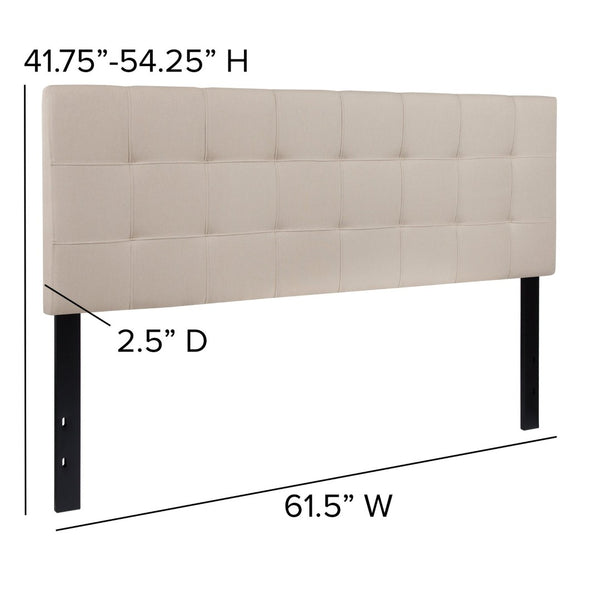 English Elm Bedford Tufted Upholstered Full Size Headboard for Elegant Bedroom Style and Comfortable Support Beige In Stock. Usually ships in 24 - 48 business hours HG-HB1704-Q-B-GG