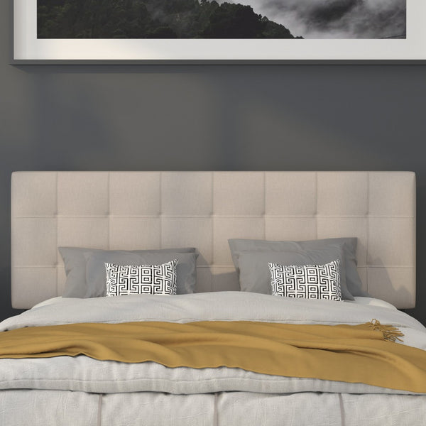 English Elm Bedford Tufted Upholstered Full Size Headboard for Elegant Bedroom Style and Comfortable Support Beige In Stock. Usually ships in 24 - 48 business hours HG-HB1704-Q-B-GG