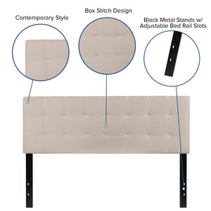 English Elm Bedford Tufted Upholstered Full Size Headboard for Elegant Bedroom Style and Comfortable Support Beige In Stock. Usually ships in 24 - 48 business hours HG-HB1704-Q-B-GG