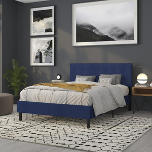 English Elm Bedford Tufted Upholstered Full Size Headboard for Elegant Bedroom Style and Comfortable Support Navy In Stock. Usually ships in 24 - 48 business hours HG-HB1704-Q-N-GG