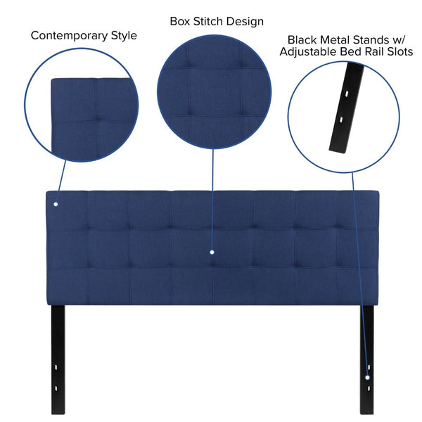 English Elm Bedford Tufted Upholstered Full Size Headboard for Elegant Bedroom Style and Comfortable Support Navy In Stock. Usually ships in 24 - 48 business hours HG-HB1704-Q-N-GG