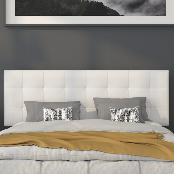 English Elm Bedford Tufted Upholstered Full Size Headboard for Elegant Bedroom Style and Comfortable Support White In Stock. Usually ships in 24 - 48 business hours HG-HB1704-Q-W-GG