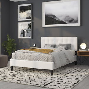 English Elm Bedford Tufted Upholstered Full Size Headboard for Elegant Bedroom Style and Comfortable Support White In Stock. Usually ships in 24 - 48 business hours HG-HB1704-Q-W-GG