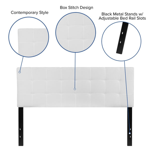 English Elm Bedford Tufted Upholstered Full Size Headboard for Elegant Bedroom Style and Comfortable Support White In Stock. Usually ships in 24 - 48 business hours HG-HB1704-Q-W-GG