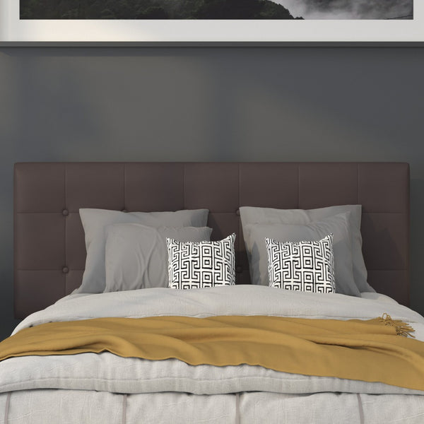 English Elm Lennox Tufted Upholstered Full Size Headboard for Stylish Bedroom Upgrade with Easy Assembly Brown HG-HB1705-F-BR-GG