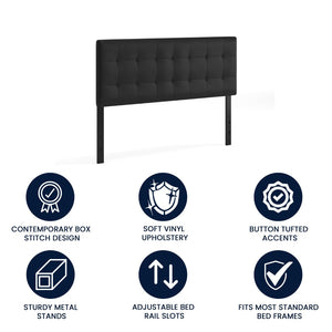 English Elm Lennox Tufted Upholstered Full Size Headboard for Stylish Bedroom Upgrade with Easy Assembly Black In Stock. Usually ships in 24 - 48 business hours HG-HB1705-Q-BK-GG