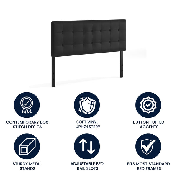 English Elm Lennox Tufted Upholstered Full Size Headboard for Stylish Bedroom Upgrade with Easy Assembly Black In Stock. Usually ships in 24 - 48 business hours HG-HB1705-Q-BK-GG