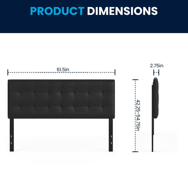 English Elm Lennox Tufted Upholstered Full Size Headboard for Stylish Bedroom Upgrade with Easy Assembly Black In Stock. Usually ships in 24 - 48 business hours HG-HB1705-Q-BK-GG