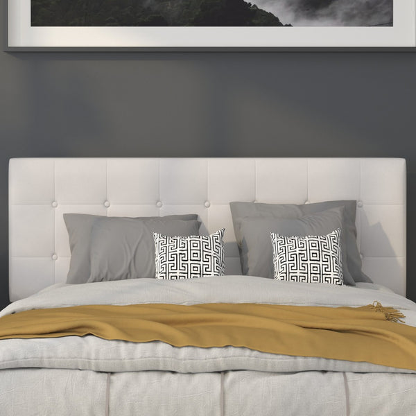 English Elm Lennox Tufted Upholstered Full Size Headboard for Stylish Bedroom Upgrade with Easy Assembly White In Stock. Usually ships in 24 - 48 business hours HG-HB1705-Q-W-GG